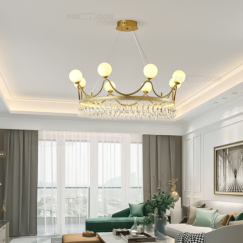 Đèn chùm vương miệng hạt pha lê cao cấp HF2151/8