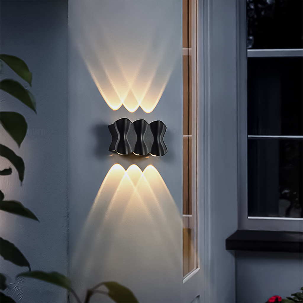 Đèn LED hắt tường chống nước ngoài trời thân uống cong 6 tia HF2384 - Ảnh 3