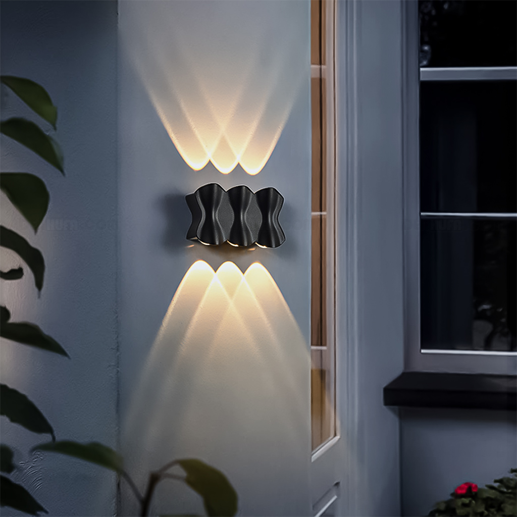 Đèn LED hắt tường chống nước ngoài trời thân uống cong 6 tia HF2384