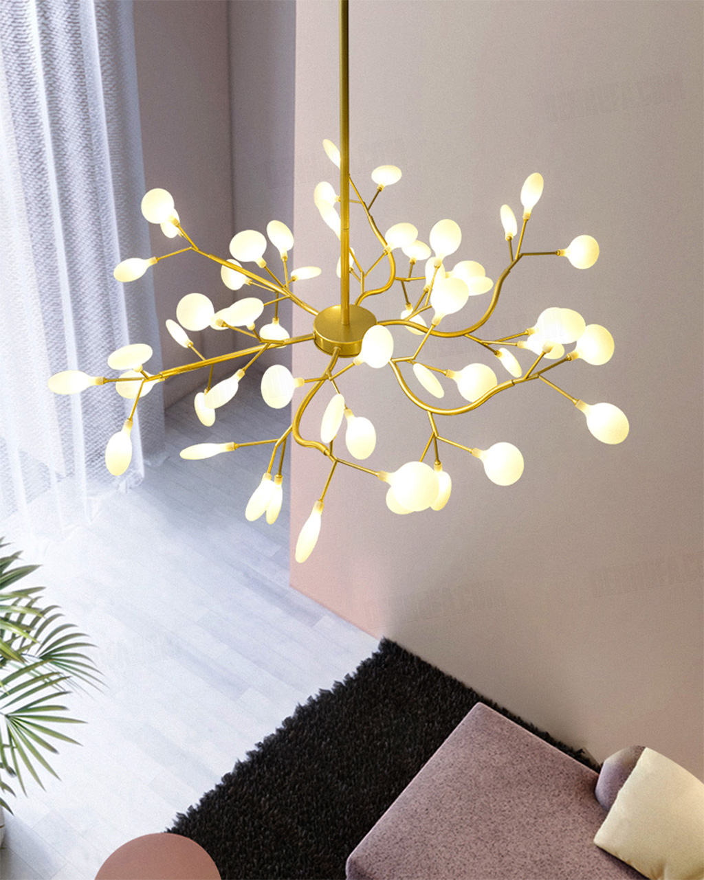 Đèn chùm trang trí lá hera trong cao cấp HF2110