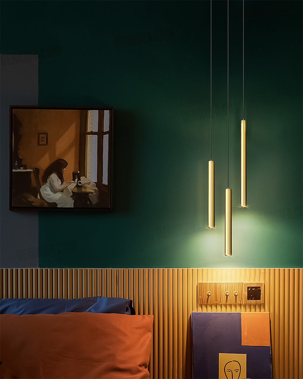 Đèn thả LED ống rọi thân vàng cao cấp DHF05D