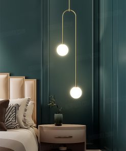 Đèn thả trang trí quả cầu thủy tinh thân vàng cao cấp HF13213