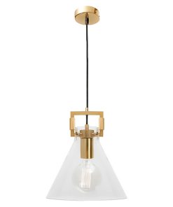 Đèn thả trang trí thủy tinh trong chuôi mạ đồng tân cổ điển 13235
