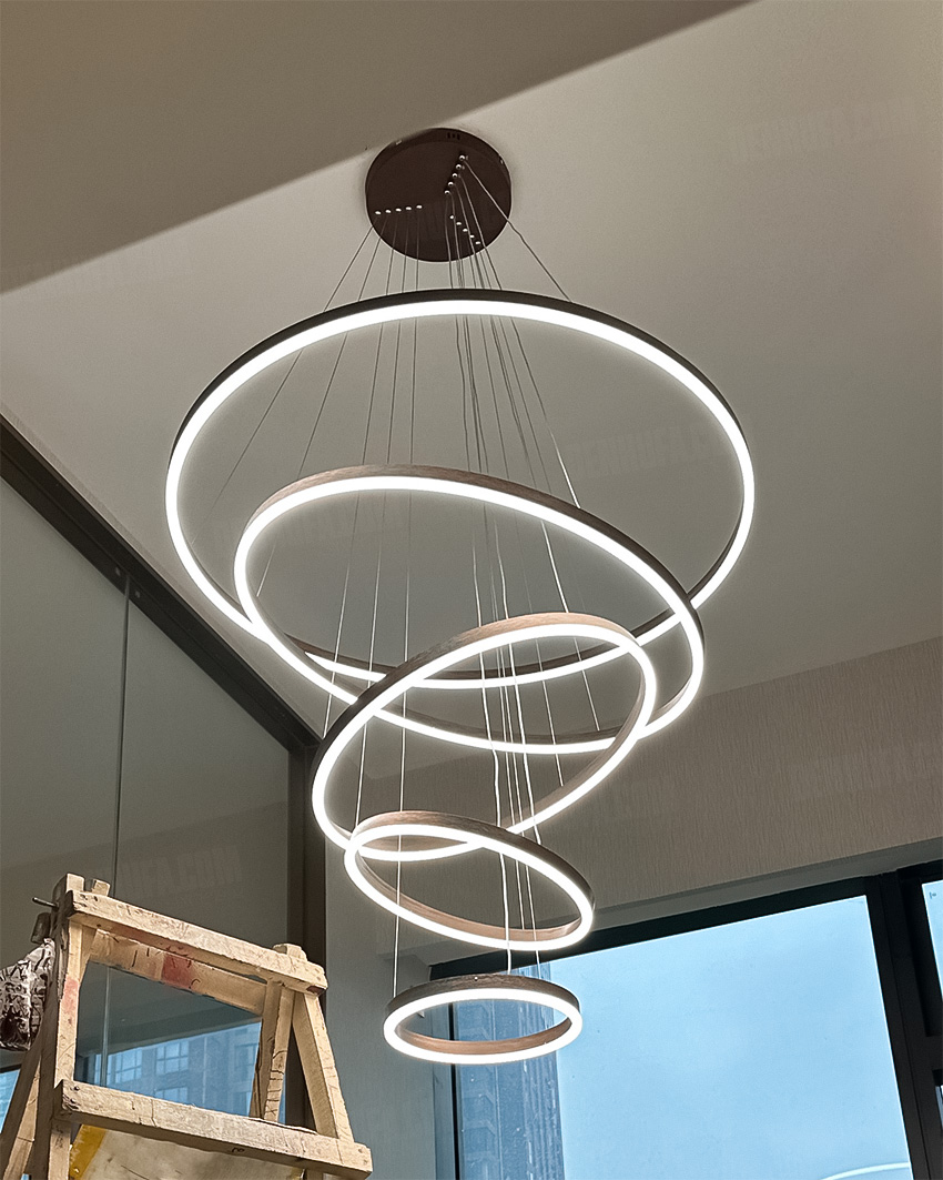 Đèn thả LED thông tầng 5 vòng sáng HF13179