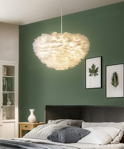 Đèn thả trang trí lông vũ trắng HF13026