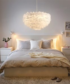 Đèn thả trang trí lông vũ trắng HF12766