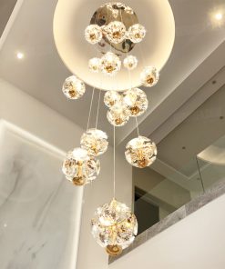 Đèn thả pha lê trang trí thông tầng 15 chiếc HF17554