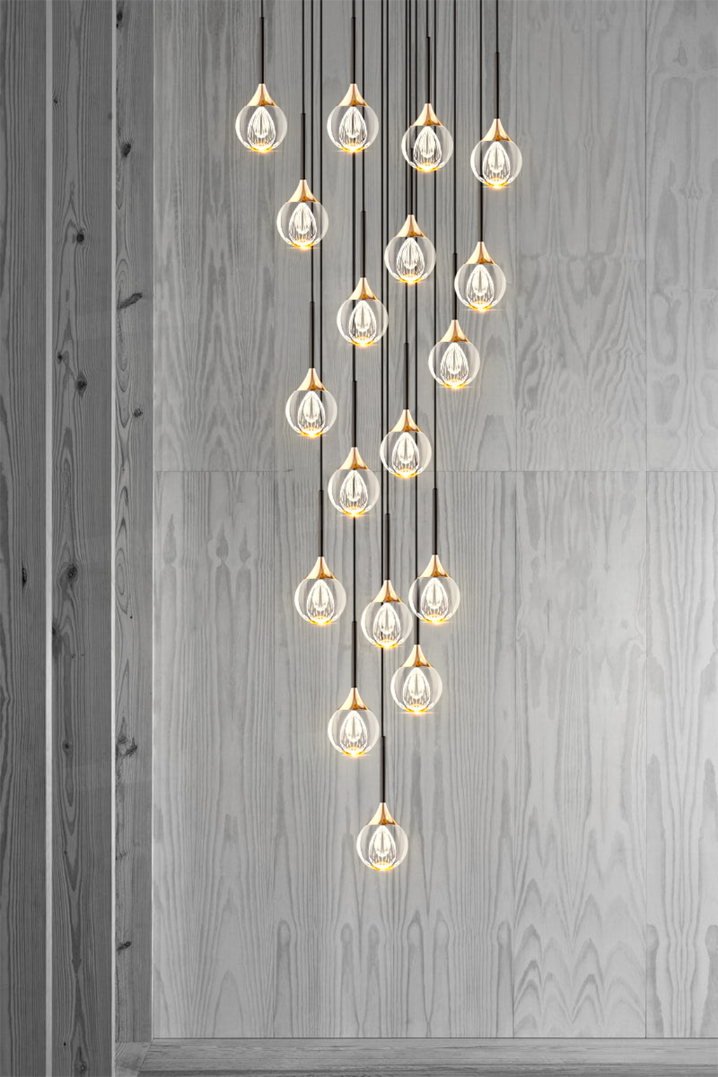 Đèn thả pha lê trang trí thông tầng 18 bóng HF17605