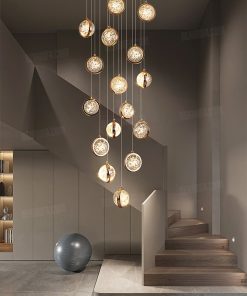 Đèn thả pha lê trang trí thông tầng 15 bóng HF18706
