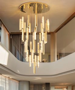 Đèn thả pha lê cao cấp trang trí thông tầng 46 bóng HF18697